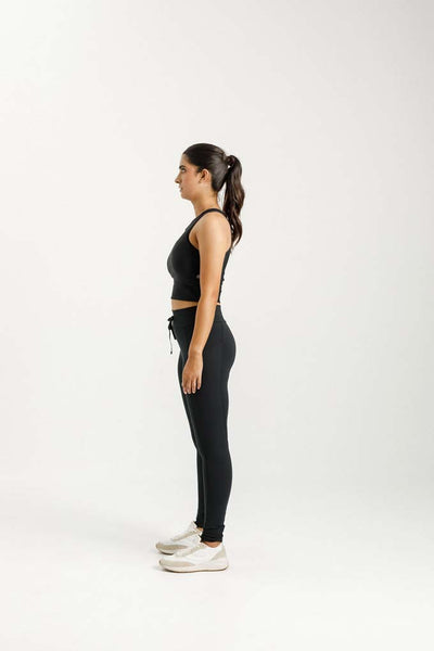 Drawstring Pocket Legging | Black