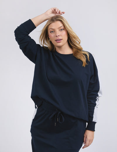 Sloane Fleece Crew | Navy