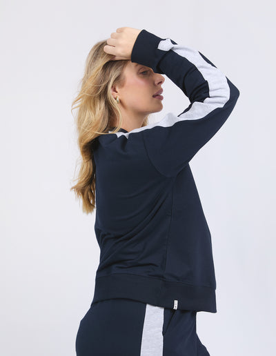 Sloane Fleece Crew | Navy