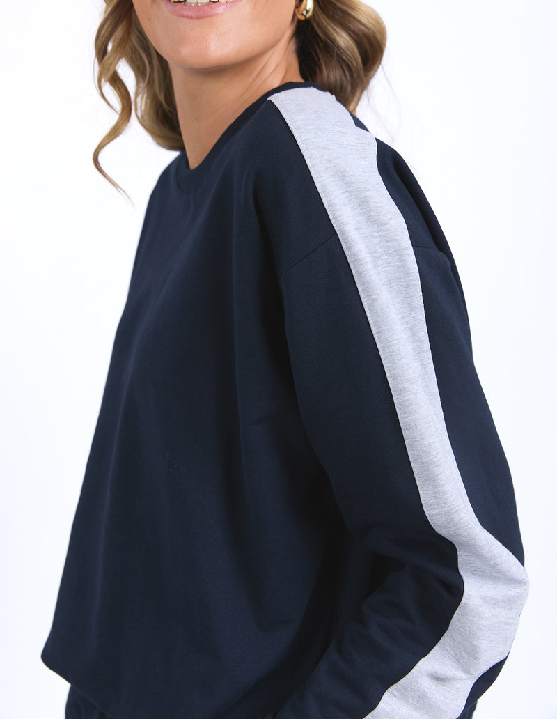 Sloane Fleece Crew | Navy