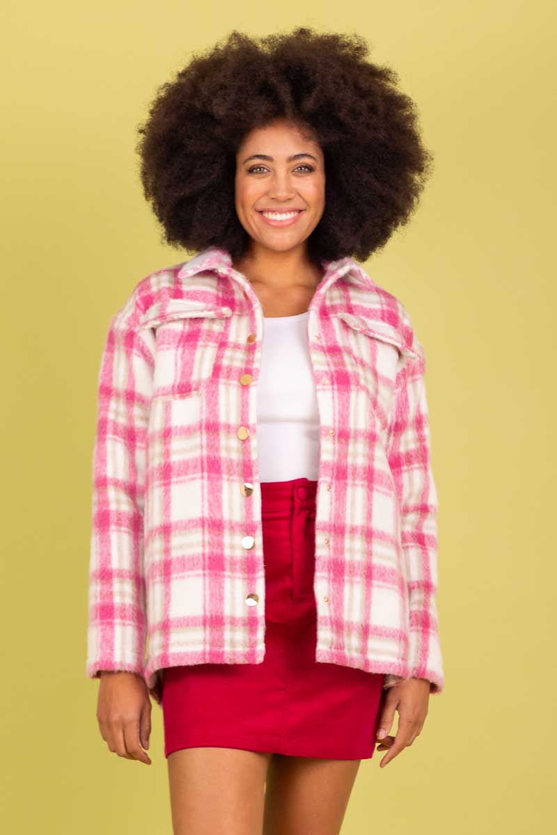 Annalise Shacket | Pink Check