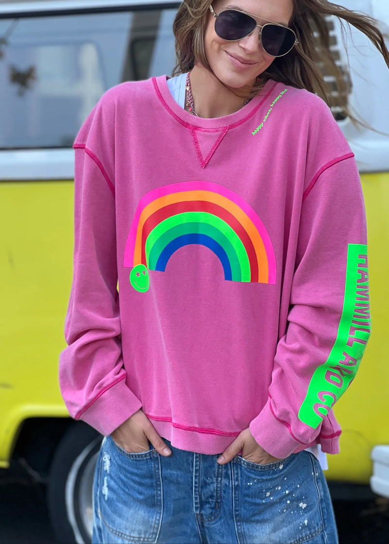 Vintage Rainbow Sweat | Washed Pink