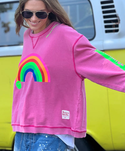 Vintage Rainbow Sweat | Washed Pink