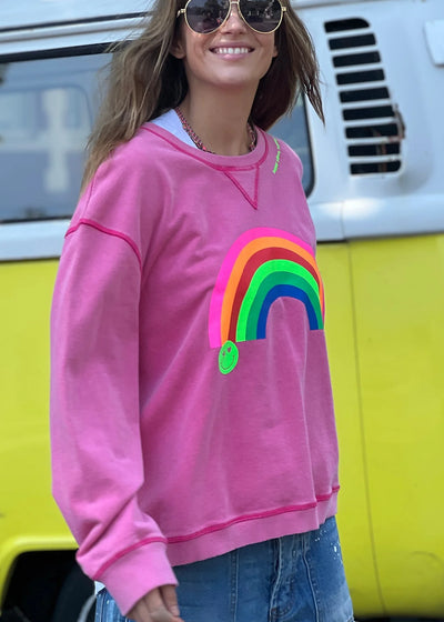 Vintage Rainbow Sweat | Washed Pink