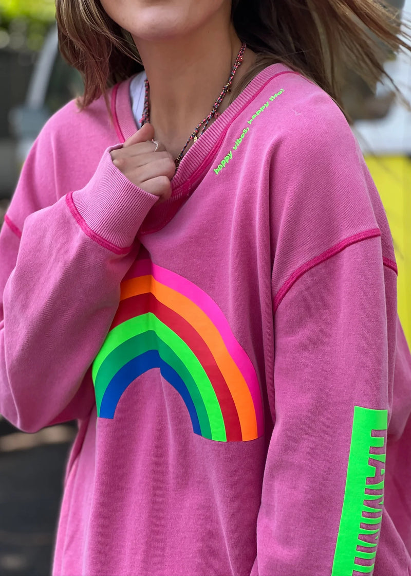 Vintage Rainbow Sweat | Washed Pink