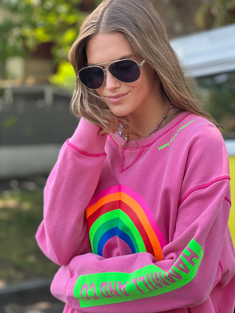 Vintage Rainbow Sweat | Washed Pink