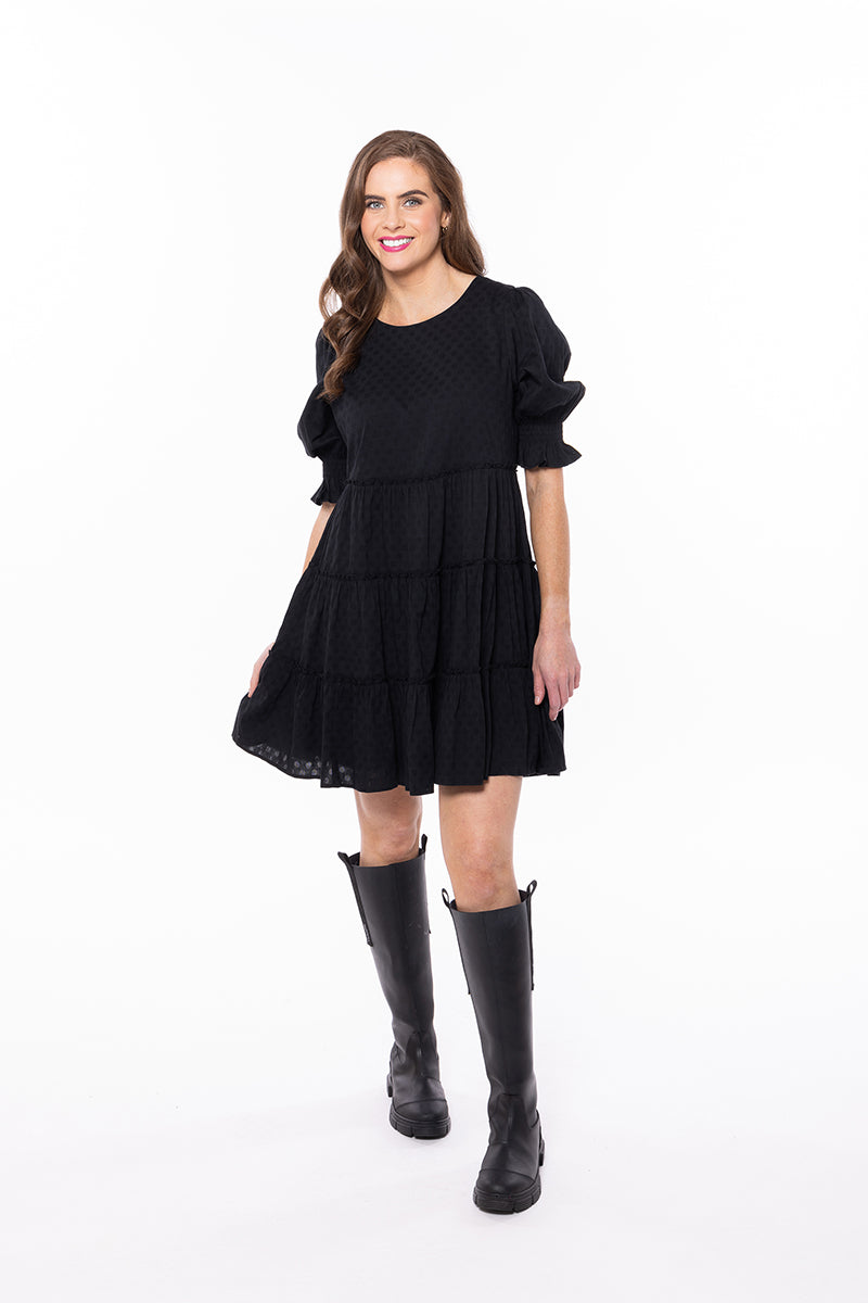 Claire Tiered Mini Dress | Black