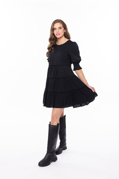 Claire Tiered Mini Dress | Black