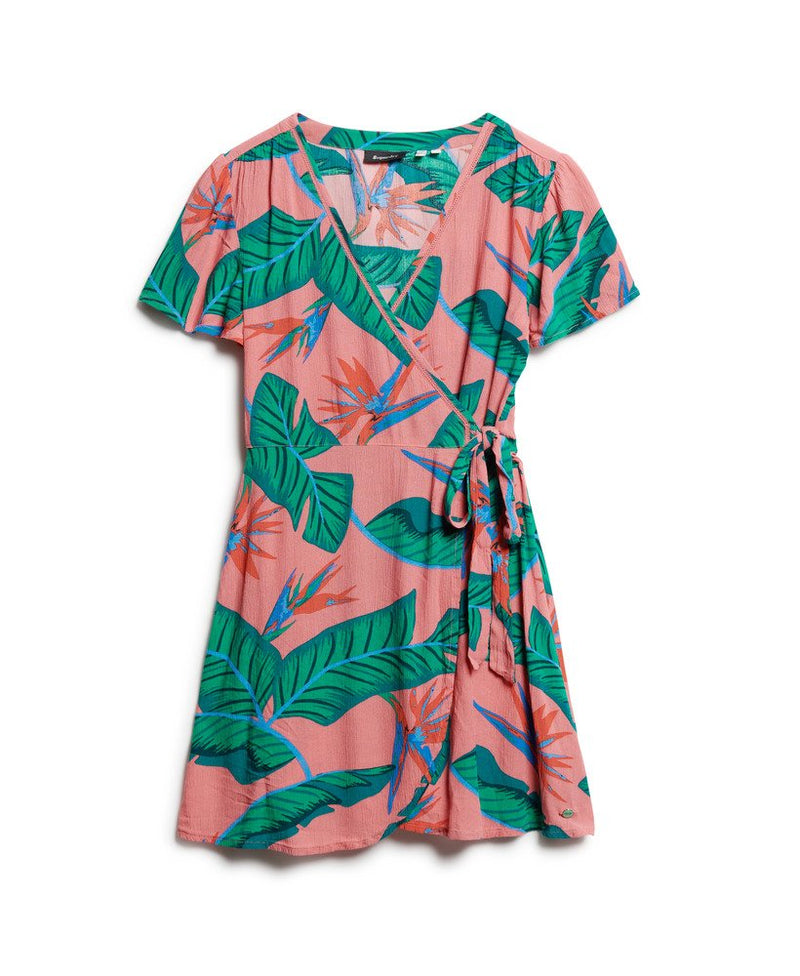 Printed Mini Wrap Dress | Pink Paradise